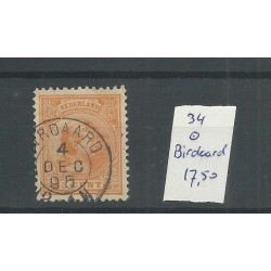 Netherlands 34 with BIRDAARD  small round cancel VFU/used CV 17,50 €