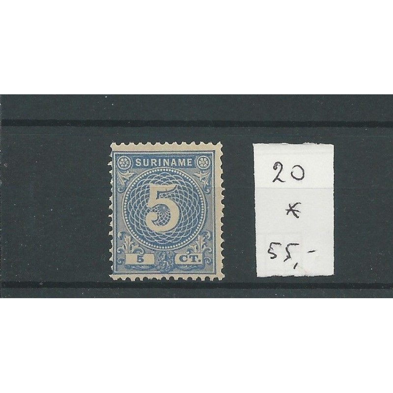 Suriname 20  Cijfer 5ct blauw  MH/ongebr   CV 55 €