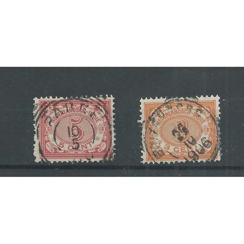 Dutch East Indies 44, 46 mooie cancels  VFU/used  CV 5 €