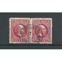 Dutch East Indies 15A pair "BATAVIA half-round cancel  VFU/used  CV 75+ €
