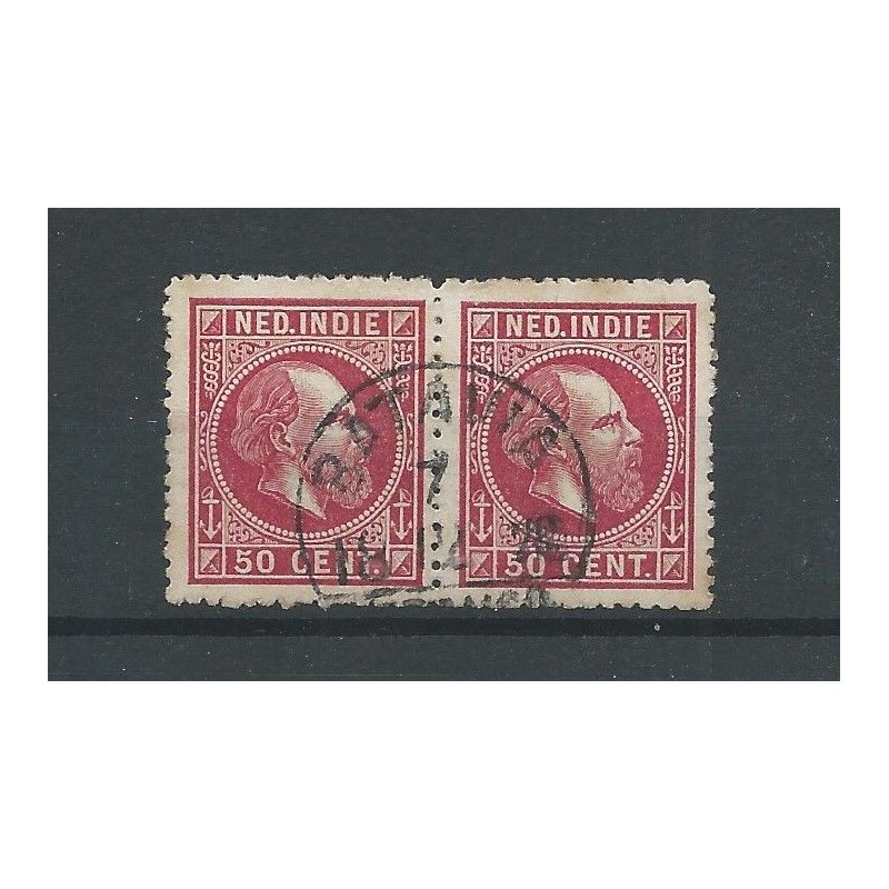 Dutch East Indies 15A pair "BATAVIA half-round cancel  VFU/used  CV 75+ €