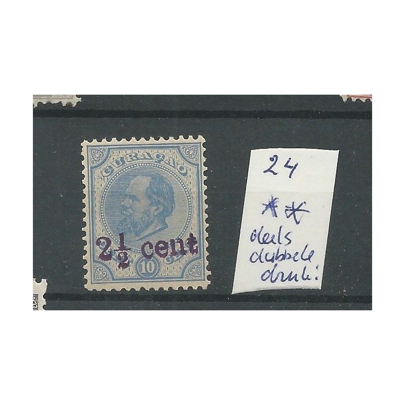 Curaçao  24  Provisional issue GEDEELTELIJKE DUBBELDRUK MNH  CV  150++ €