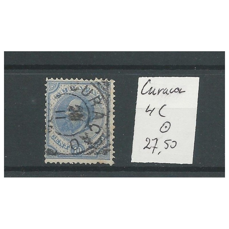 Curaçao  4C  13,5x13,25 gr.gt. Willem III  10ct   VFU/used  CV 27,5 €