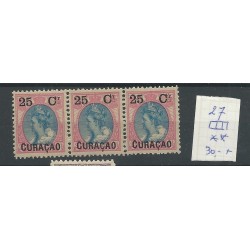 Curaçao  27 Provisional issue strip of 3 MNH  CV  30+ €