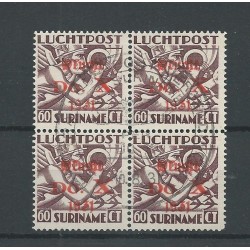 Suriname LP12  airmail DO-X block of 4 VFU/used  CV 280 €
