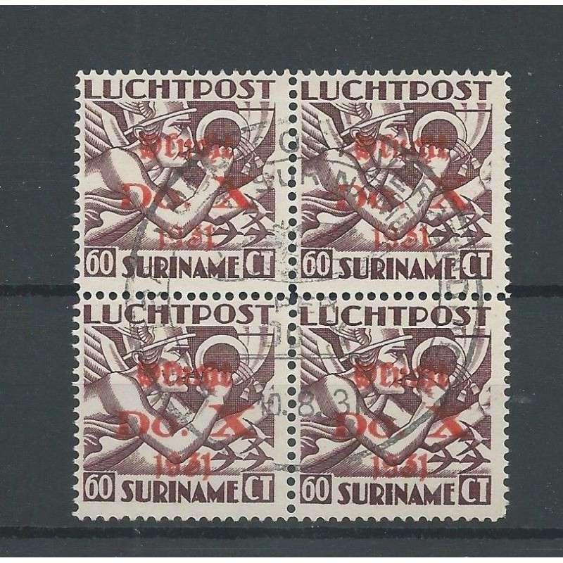 Suriname LP12  airmail DO-X block of 4 VFU/used  CV 280 €