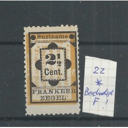 Suriname  22 Provisional stamp BESCHADIGDE F  MH/unused  CV 15+ €