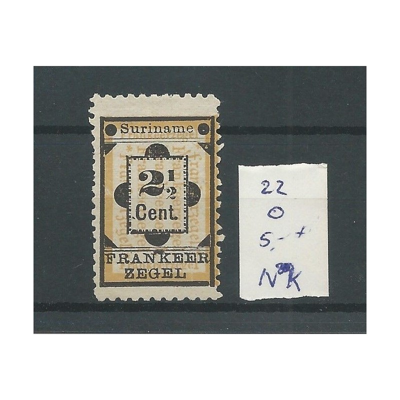 Suriname  22 with foutje Provisional stamp VFU/used  CV 5 €