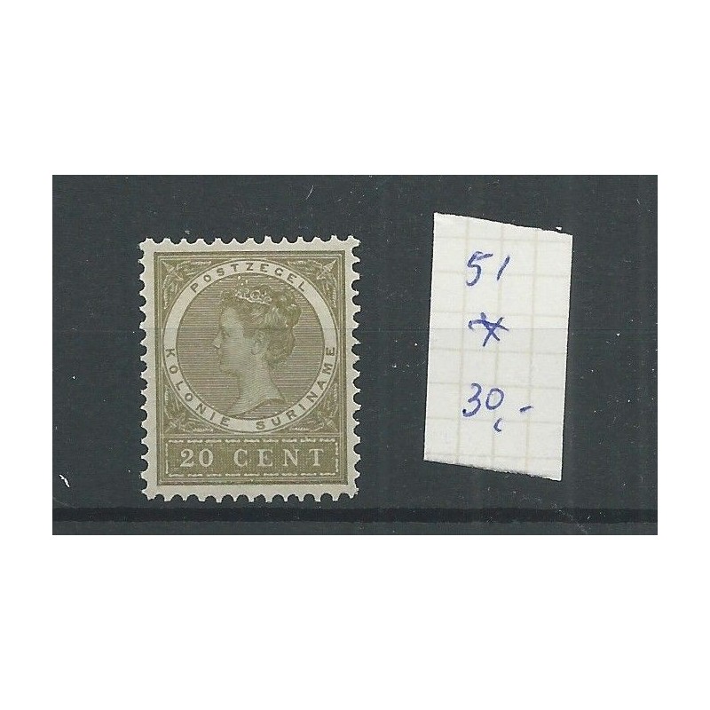 Suriname  51 Wilhelmina MH/ongebr  CV 30 €