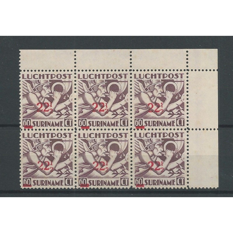 Suriname  LP24f in blok van 6 LP24 MNH/postfris  CV 70 €