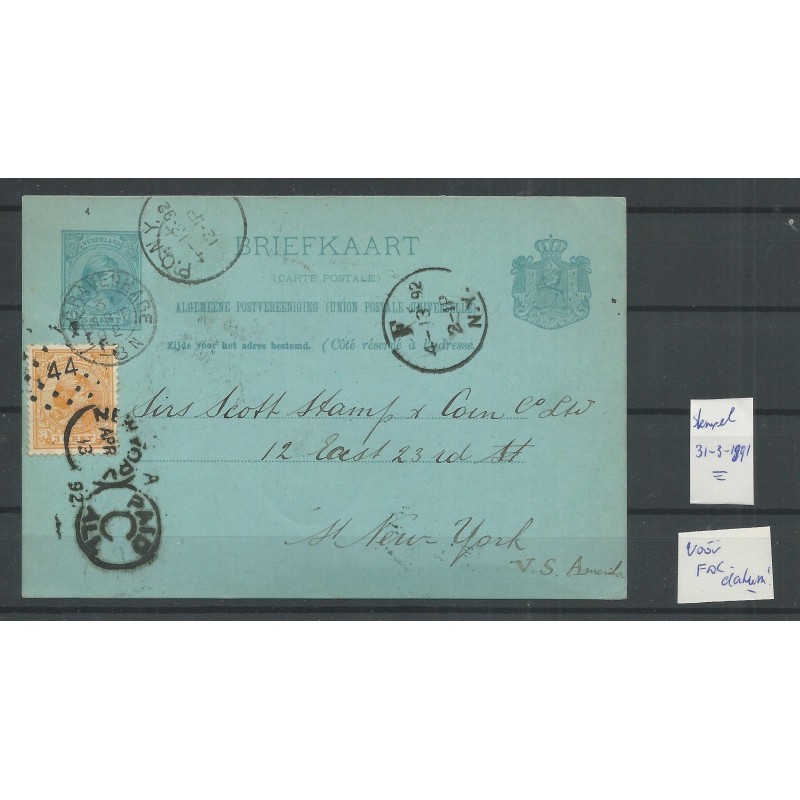 Netherlands 34 on briefkaart  31-03-1892 voor FDC datum !! CV 1500++ €