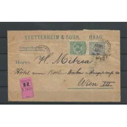Nederland 38 en 41 op R-Mengfrankering Den Haag-Wenen 1894  CV 225 €