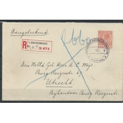 Netherlands 138 on R-Enkelfrankering  Den Haag-Utrecht  CV 500  €