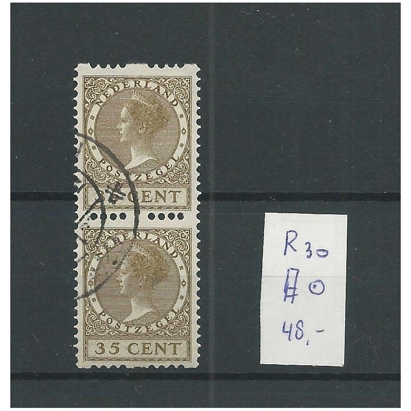 Netherlands  R30 pair  Syncopated perforation Two-sided  m .wm.  VFU/used  CV  48 €