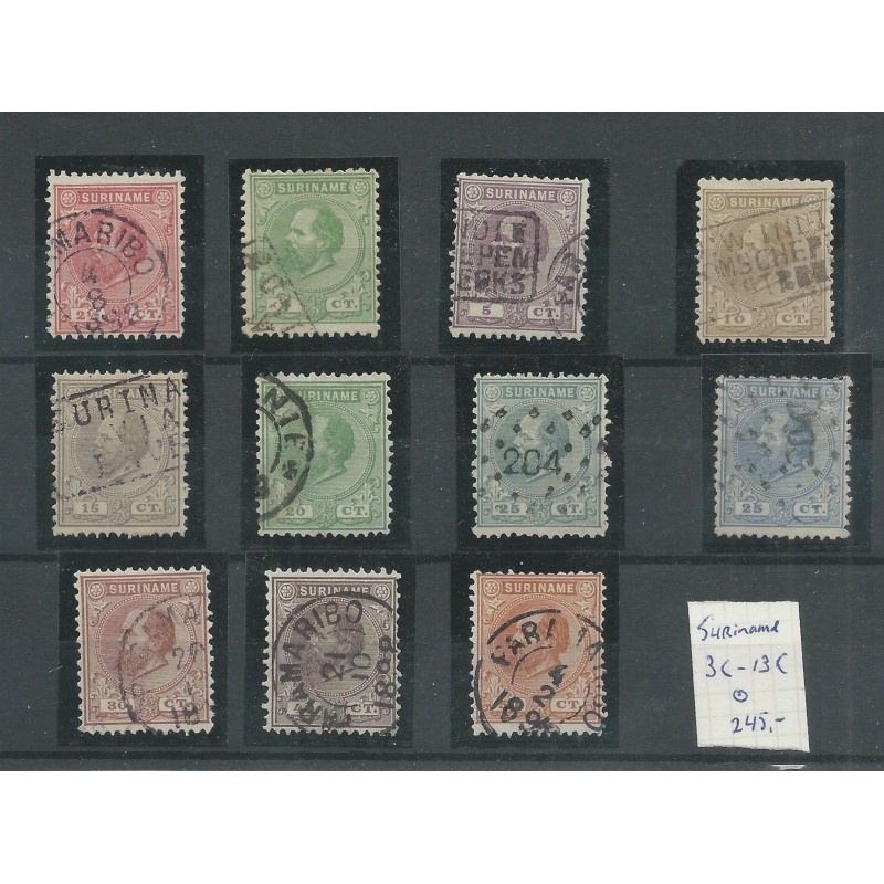 Suriname  3C-13C Willem III  VFU/used  CV 245 € Extremely fine copy!!