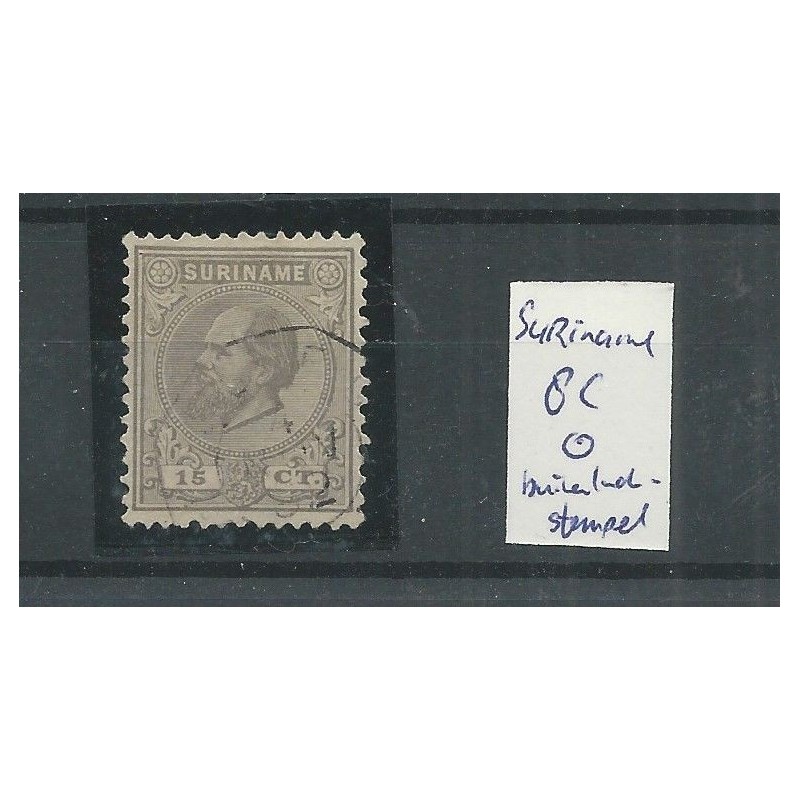 Suriname  8C with BUITENLANDS CANCEL  VFU/used  CV 10+ € Extremely fine copy!!