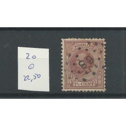 Netherlands  20 with numeral dot cancel 68 VFU/used  CV 22,5+ €