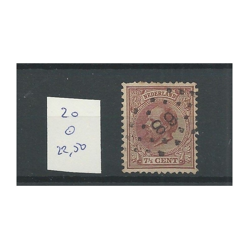 Netherlands  20 with numeral dot cancel 68 VFU/used  CV 22,5+ €