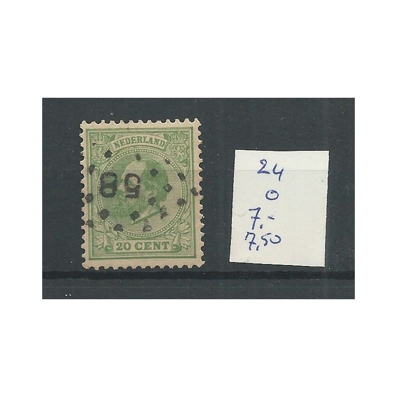 Netherlands  24 with numeral dot cancel 58   VFU/used  CV 15 €