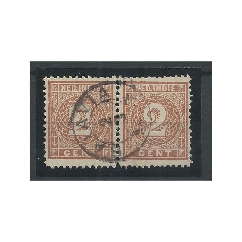 Dutch East Indies 18B/18A Numeral Combitanding  VFU/used CV -,- €  CERTIFICATE