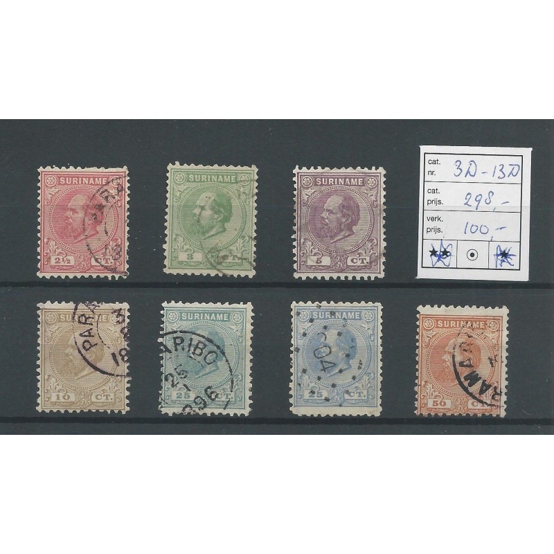 Suriname 3D-13D  Willem III  VFU/used  CV 298 €