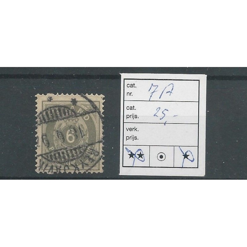 IJsland  7A  Cijfer met Kroon 6 Aur  VFU/gebr  CV 25 €