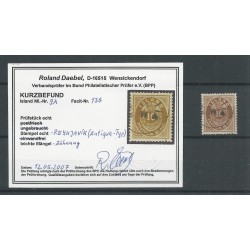 Iceland  9A  Numeral with Kroon 16 Aur  VFU/used  CV 45 € Certificate !!