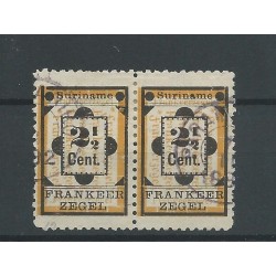 Suriname 22a /22  Provisional stamp pair  VFU/used  CV 21,50 €