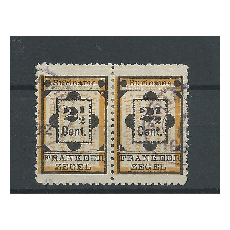 Suriname 22a /22  Provisional stamp pair  VFU/used  CV 21,50 €