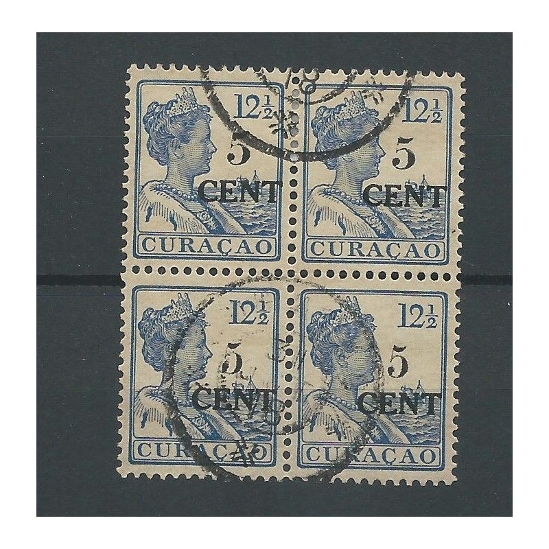 Curaçao 74b  2 stuks in block 4   VFU/used  CV 150+€  SUPERBE !!