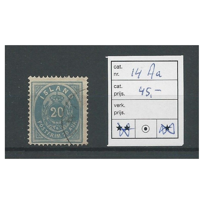 Iceland  14Aa  Numeral with Kroon 20 Aur  VFU/used  CV 45 €