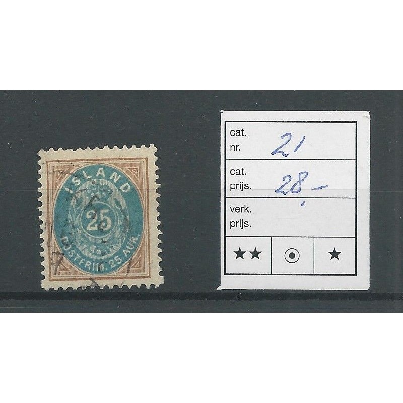Iceland  21 Numeral with Kroon 25 Aur  VFU/used  CV 28 €