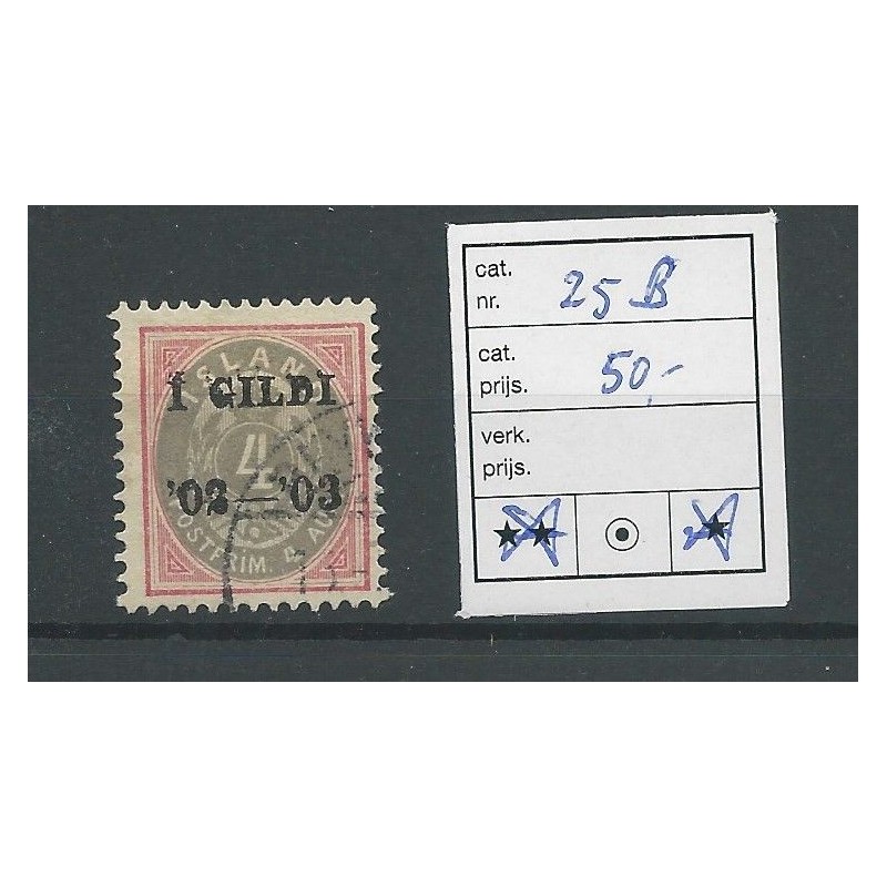 Iceland  25B Numeral with Gildi overprint  VFU/used  CV 50 €