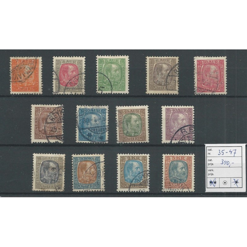 Iceland 35-47 King Christian IX  VFU/used  CV 340 €