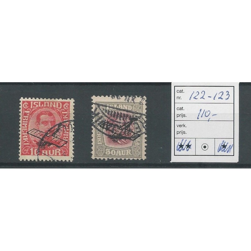 IJsland 122-123  Airmail 1928  VFU/gebr CV 110 €