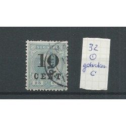Suriname  32 with BROKEN C overprint    VFU/used  CV 25+ €