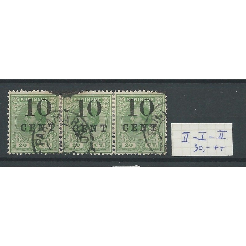 Suriname  31 strip van 3 type II-I-II  VFU/gebr  CV 25+ €