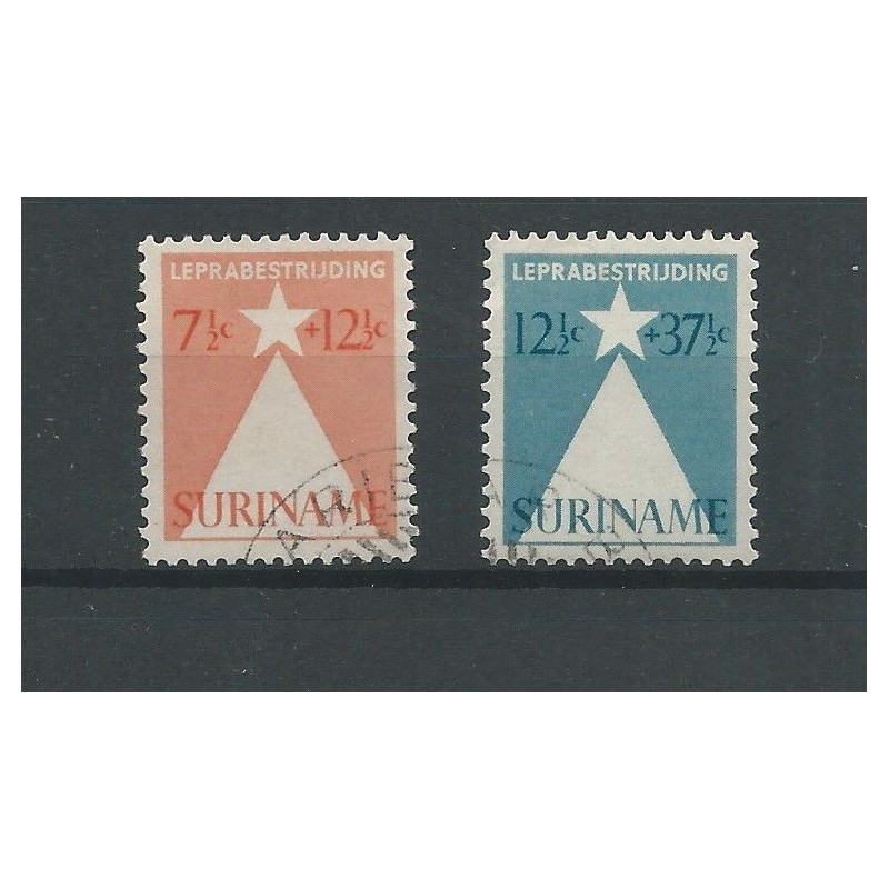 Suriname  247-248 Leprazegels VFU/gebr  CV 8 €