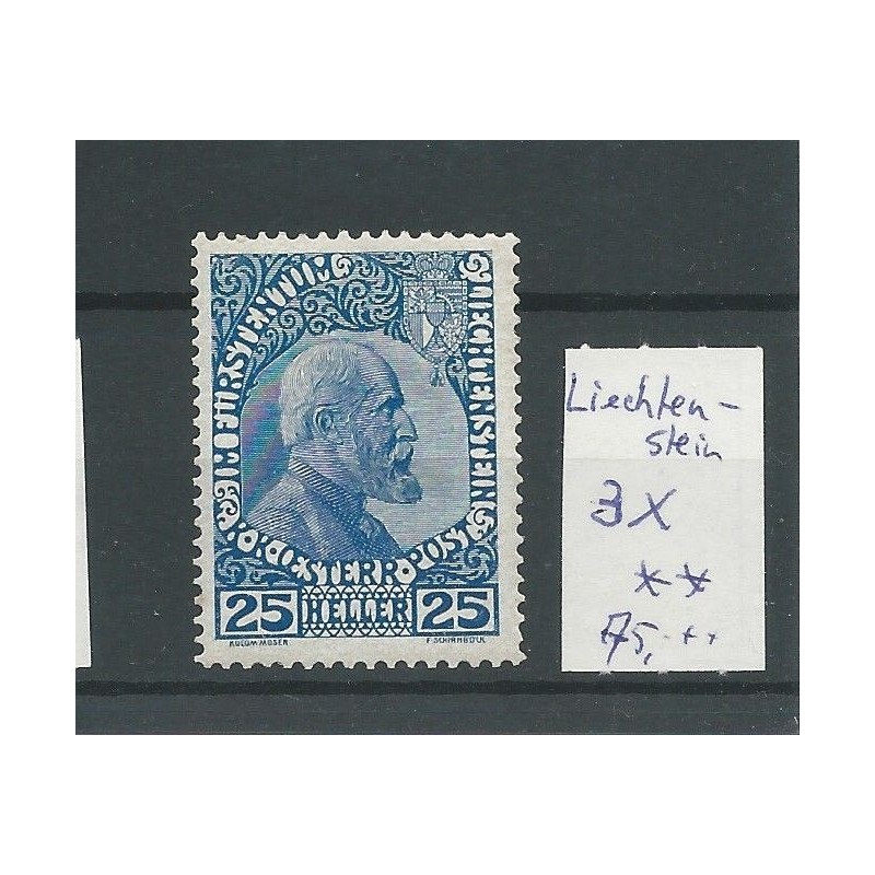 Liechtenstein 3x   Fürst Johan 25 Heller   MH/ongebr CV 75 €