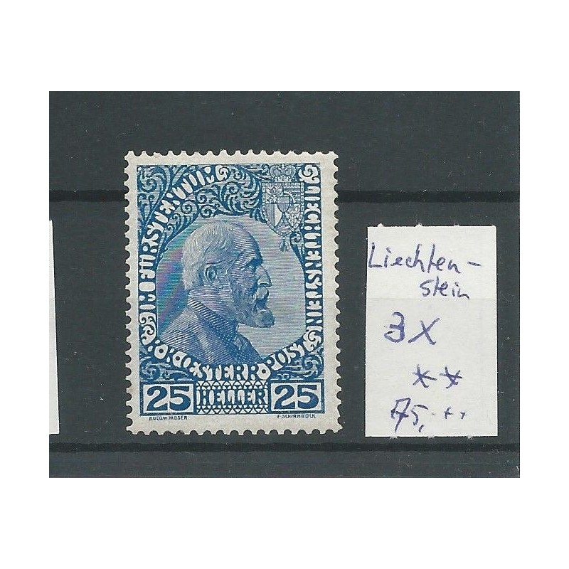 Liechtenstein 3x   Fürst Johan 25 Heller   MH/unused CV 75 €