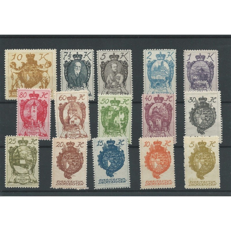 Liechtenstein 25-39  LANDSWAPPEN  MNH   CV 28 €
