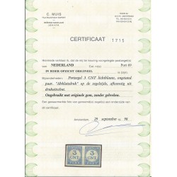 Netherlands P69 pair IMPERFORATE !!  MH/unused   CV ?? € Certificate !!!