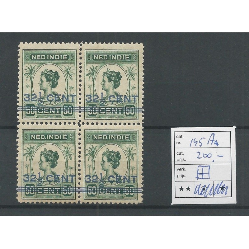 Ned. Indie  145Aa Hulpuitgifte blokje van 4  MNH/postfris  CV 200 €