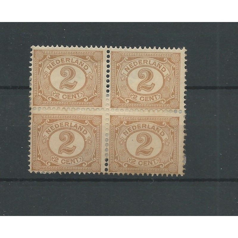 Netherlands 54  numeral 2 ct brown BLOCK of 4  MH/unused   CV 26€