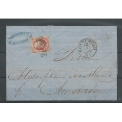 Netherlands 5 on cover Rotterdam-Amsterdam 1865 VFU/used  CV 40+ €