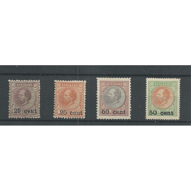 Suriname 37-40 Provisional issue MH/unused  CV 220 €