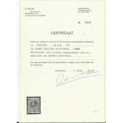 Curacao  9E  Willem III  11,5x12  VFU/gebr  CV 1000 € Certificaat !!