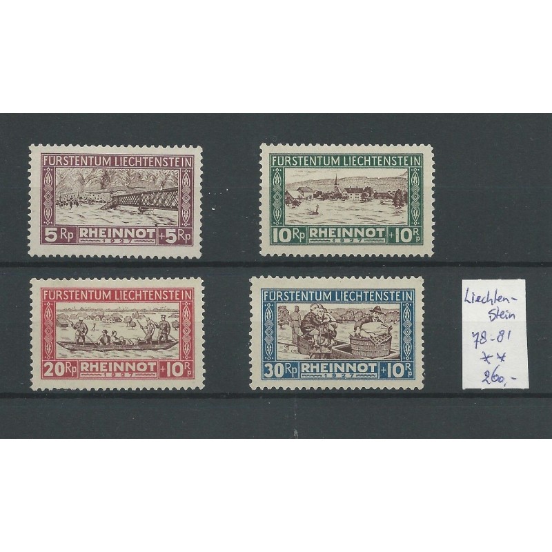 Liechtenstein 78-81  RHEINNOT 1928  MNH/postfris   CV 260 €