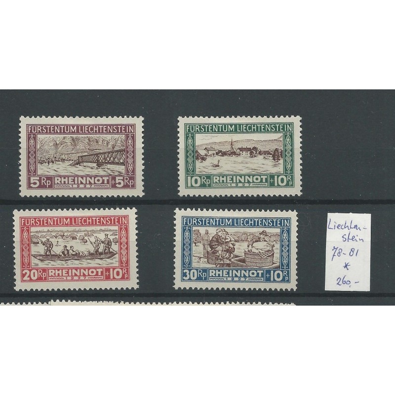 Liechtenstein 78-81  RHEINNOT 1928  MH/unused   CV 260 €