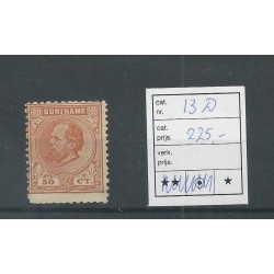 Suriname 13D   Willem III 1873 MH/unused  CV 225 €